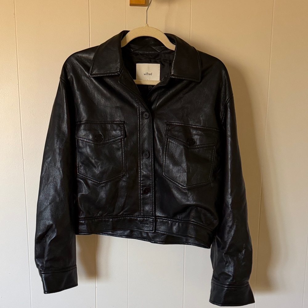 Wilfred Jet Black Leather Jacket
